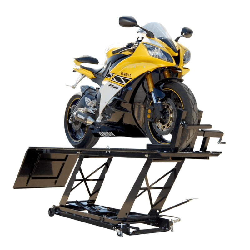 LDML-1000L Motorcycle Lift by Titan Yellow Motor Bike View in the top of the lift