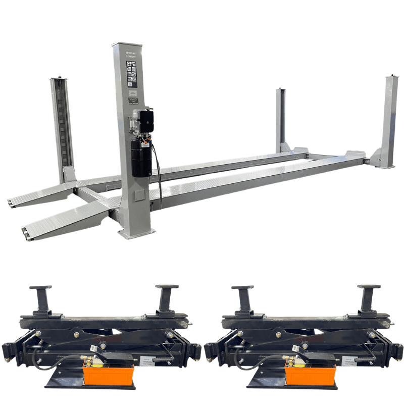 NTR-32 32,000 lb 4 Post Car Lift - Includes (2) RJ-15000 Rolling Jack by Triumph Combo View