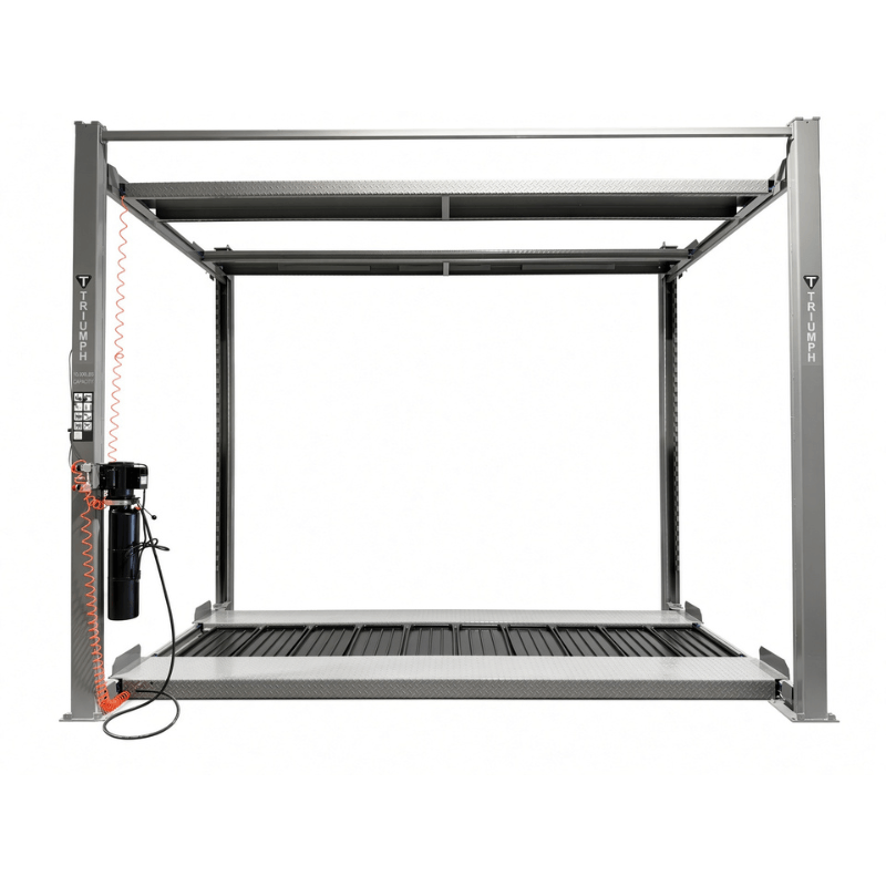 Triumph NSS-5x2 10,000 lb 3 Car Four Post Lift Side View 