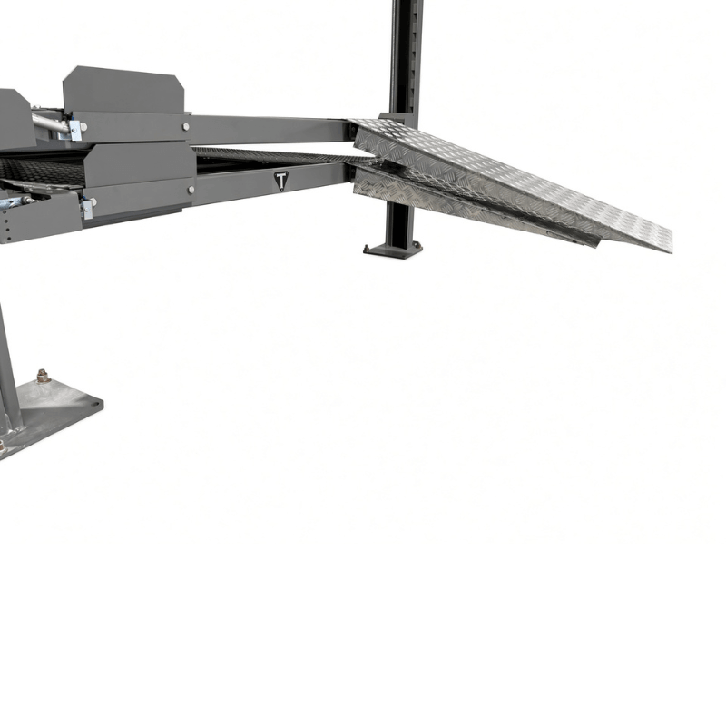 NSS-5x2 10,000 lb 3 Car Four Post Lift Front Ramps View