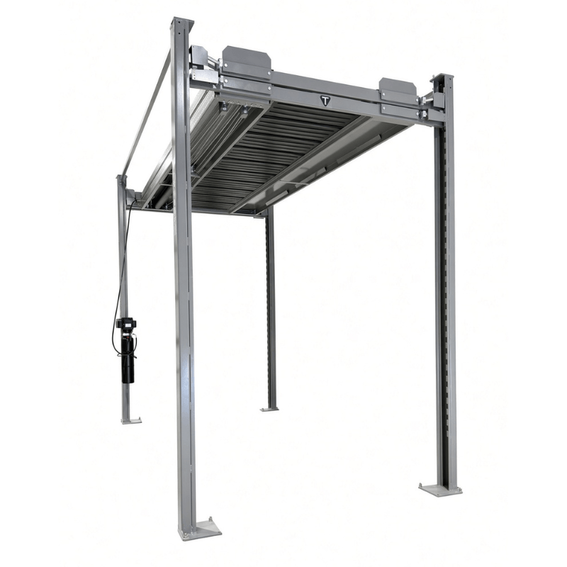 Triumph NSS-5x2 10,000 lb 3 Car Four Post Lift Front View Lifting Height View