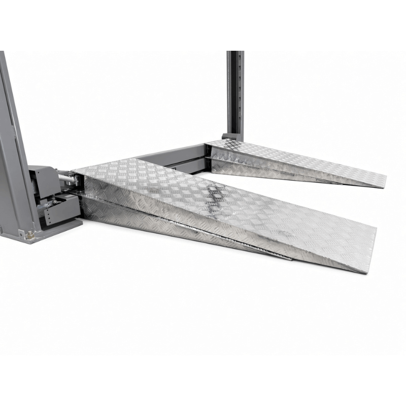 Triumph NSS-5x2 10,000 lb 3 Car Four Post Lift Ramp View