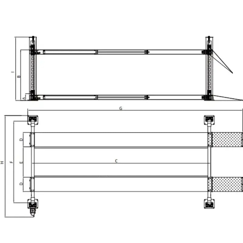 Four Post Auto Lift Triumph NTR-32 32,000 lb Diagram View