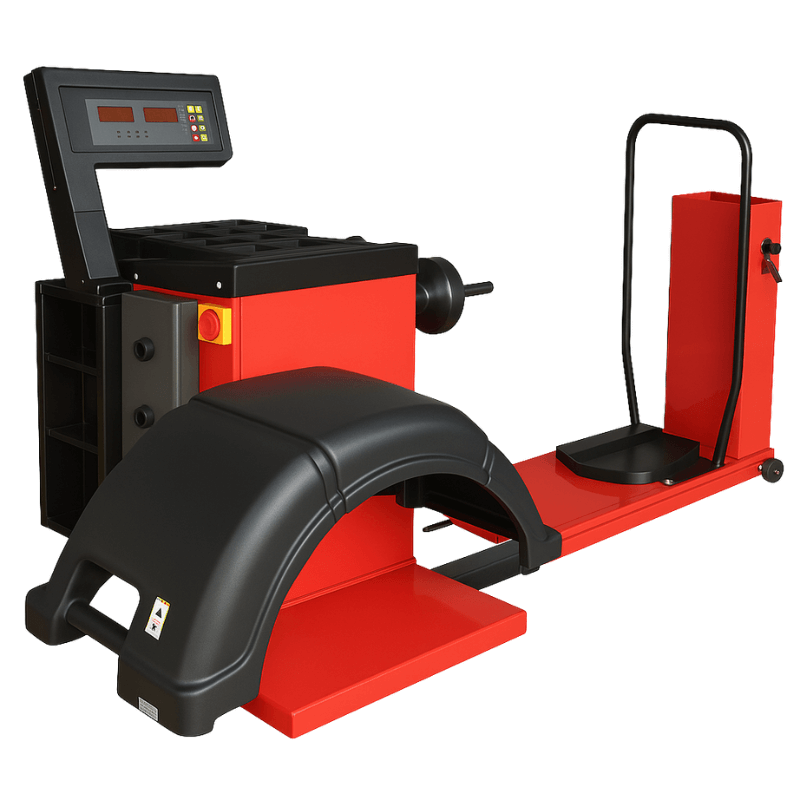 Tuxedo WB 448 Wheel Balancer Side View Red