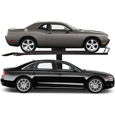 SP-6K-SS Single Column Parking Lift by Tuxedo - With Car Side View