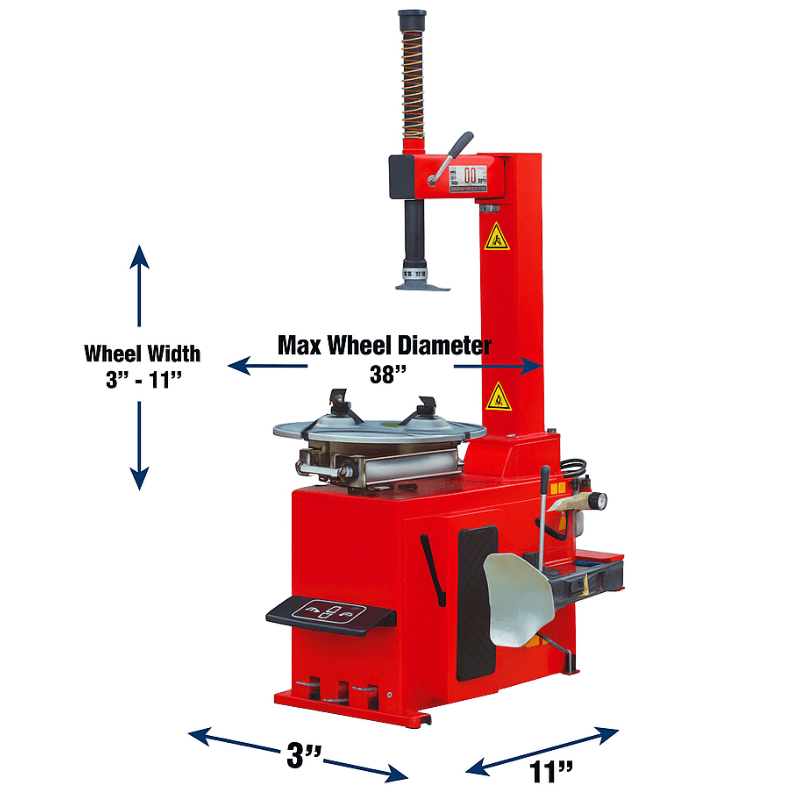 TC-430 Economical Tire Changer Side View with Diameter