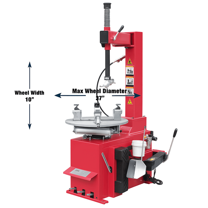 Dimension View TC-400M-B Motorcycle Tire Changer