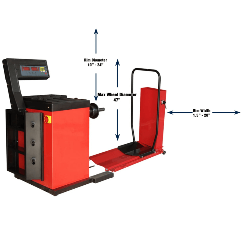 Tuxedo WB 448 Wheel Balancer With Dimension View