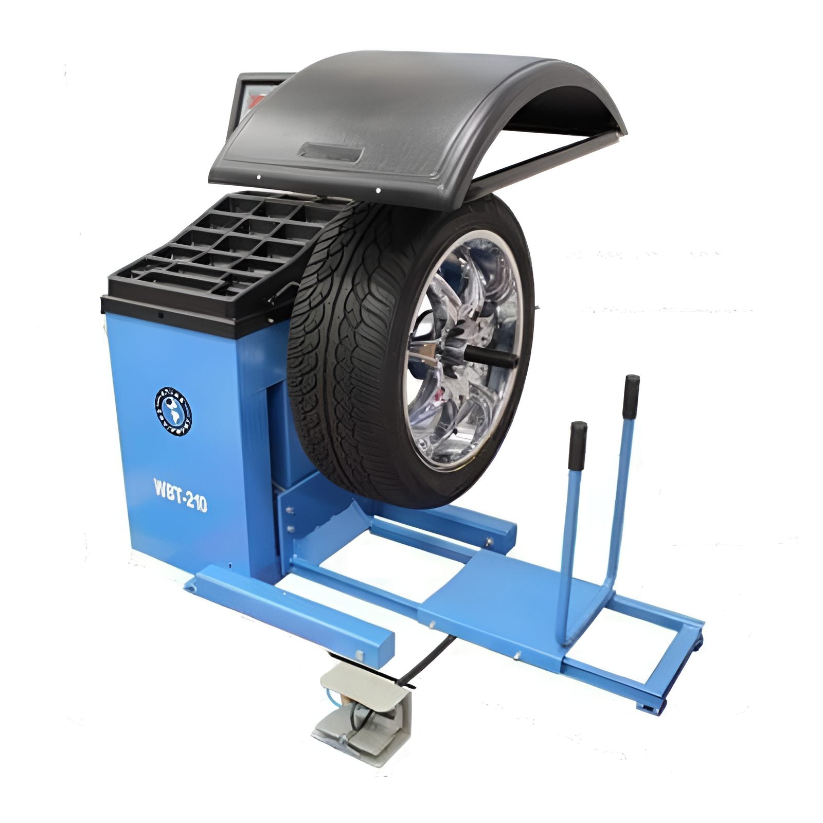 Atlas WBT-210 Heavy Duty Truck Wheel Balancer Upper View with Wheel