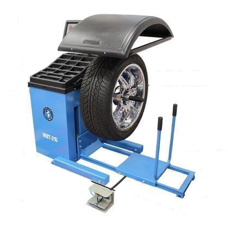 WBT-210 Wheel Balancer by Atlas Left Side View with tire