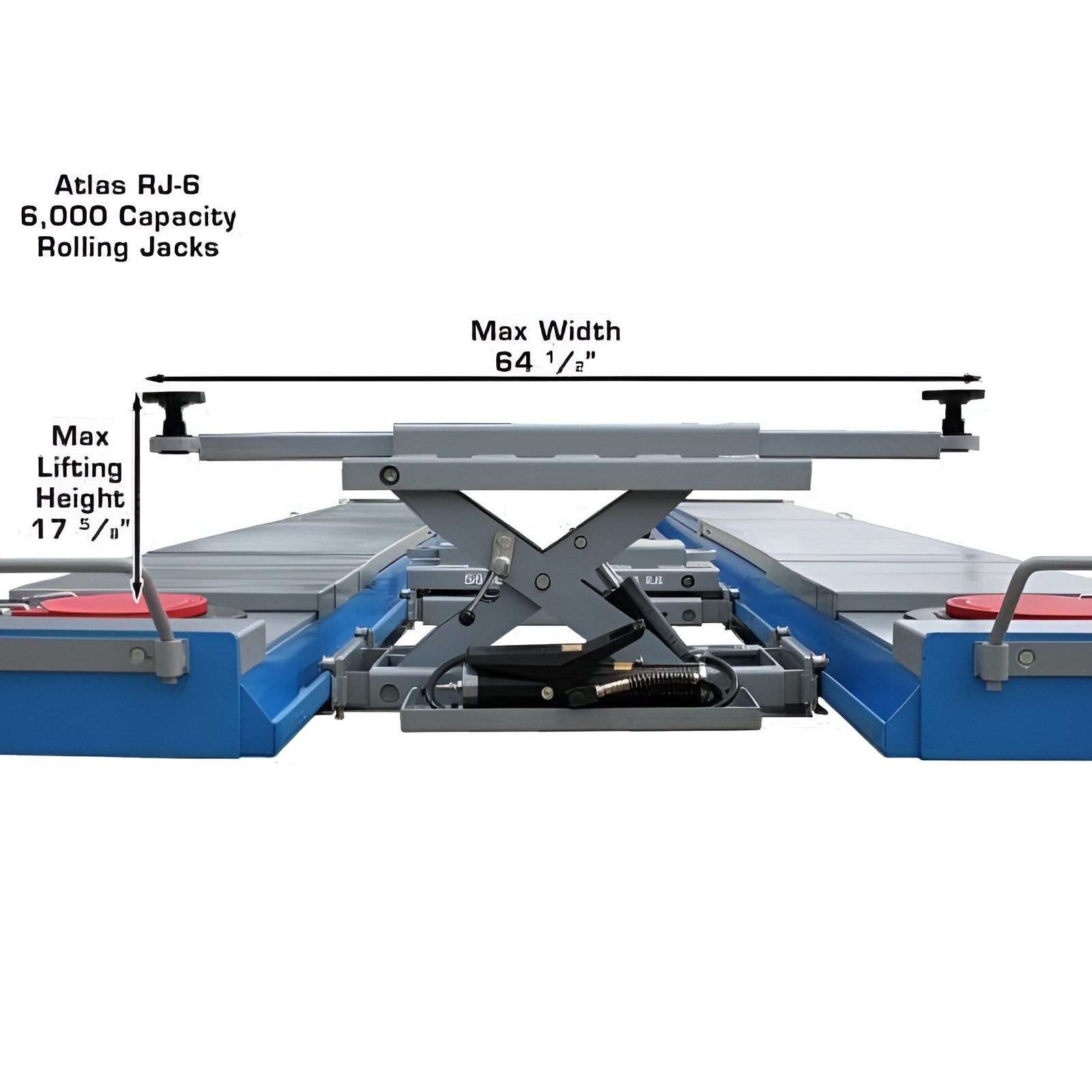 RJ-6 6,000 lb Rolling Bridge Jack with Dimension View